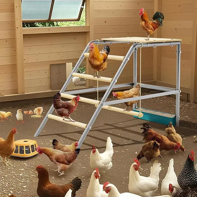 Chicken Perch for Coop with Ladder Design, Weatherproof Roosting Bars for Chickens,