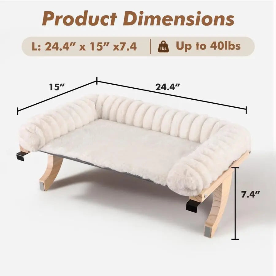 Cat Window Sill Perch with Zipper Designed Cushioned Bed,