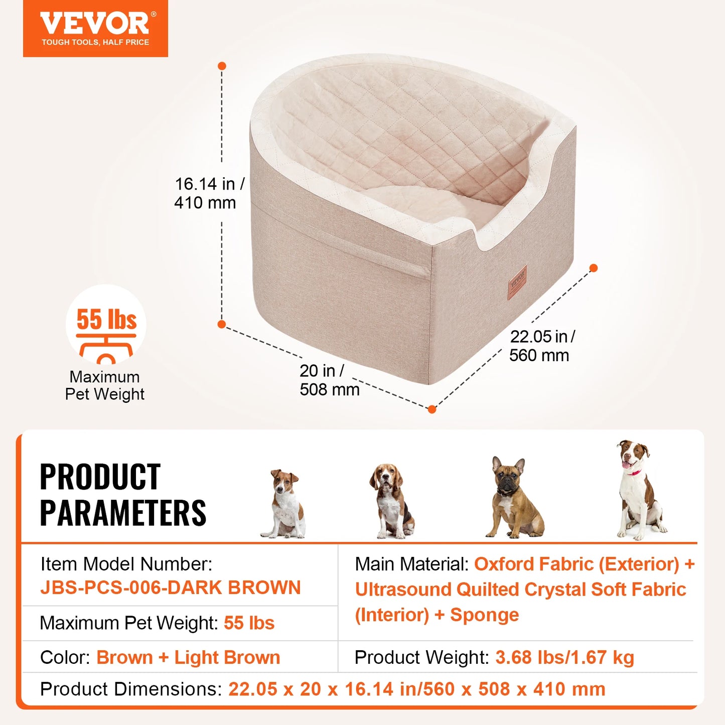 Waterproof Dog Booster Seat Pet Car Seat with Clip-On Safety Leash
