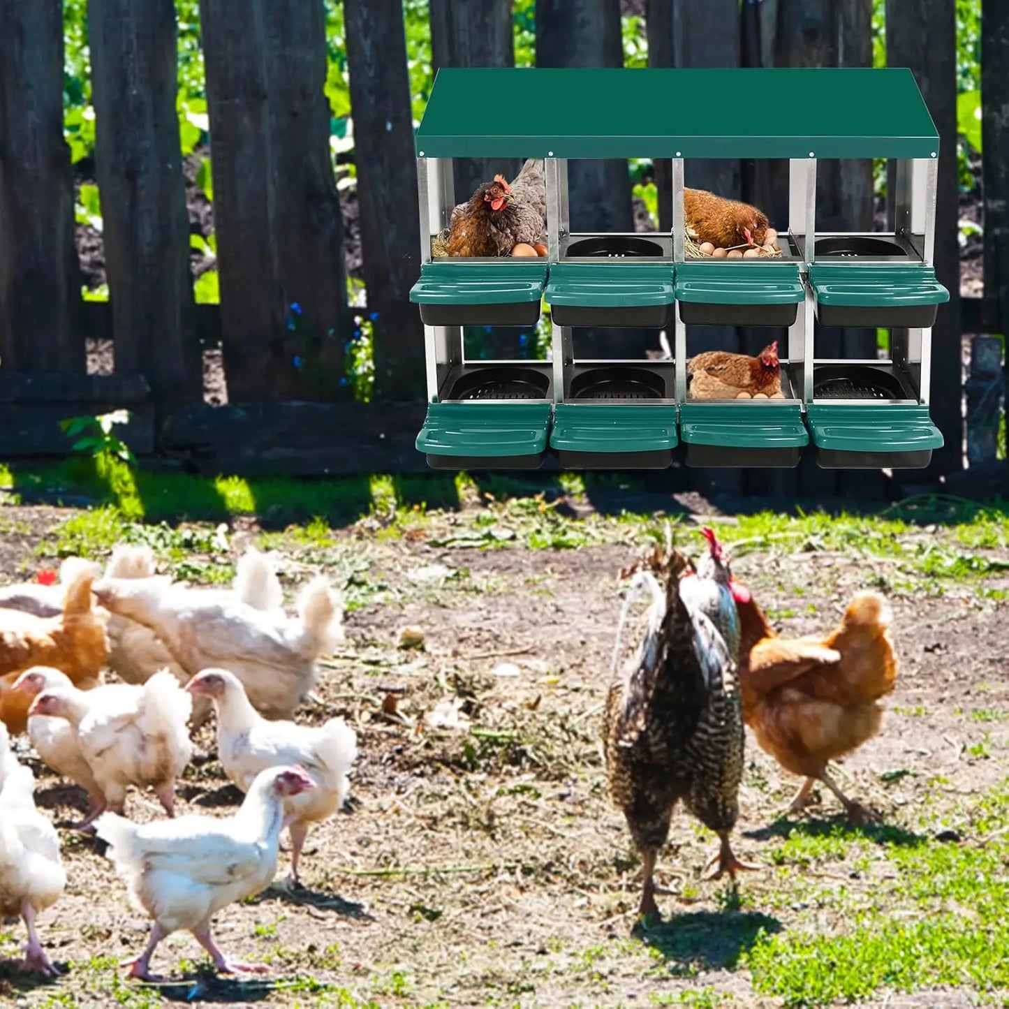 Roll-Away Egg Collection System with Ventilation Holes, Chicken Laying Box for Hen & Duck