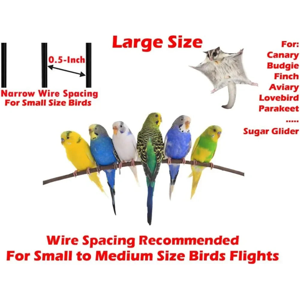 Large Wrought Iron Metal Bird Flight Breeder Cage  with Removable Rolling Stand
