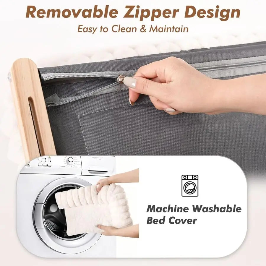Cat Window Sill Perch with Zipper Designed Cushioned Bed,