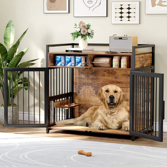 41/48 Inch Wooden Dog Crate Furniture with Storage Drawers,