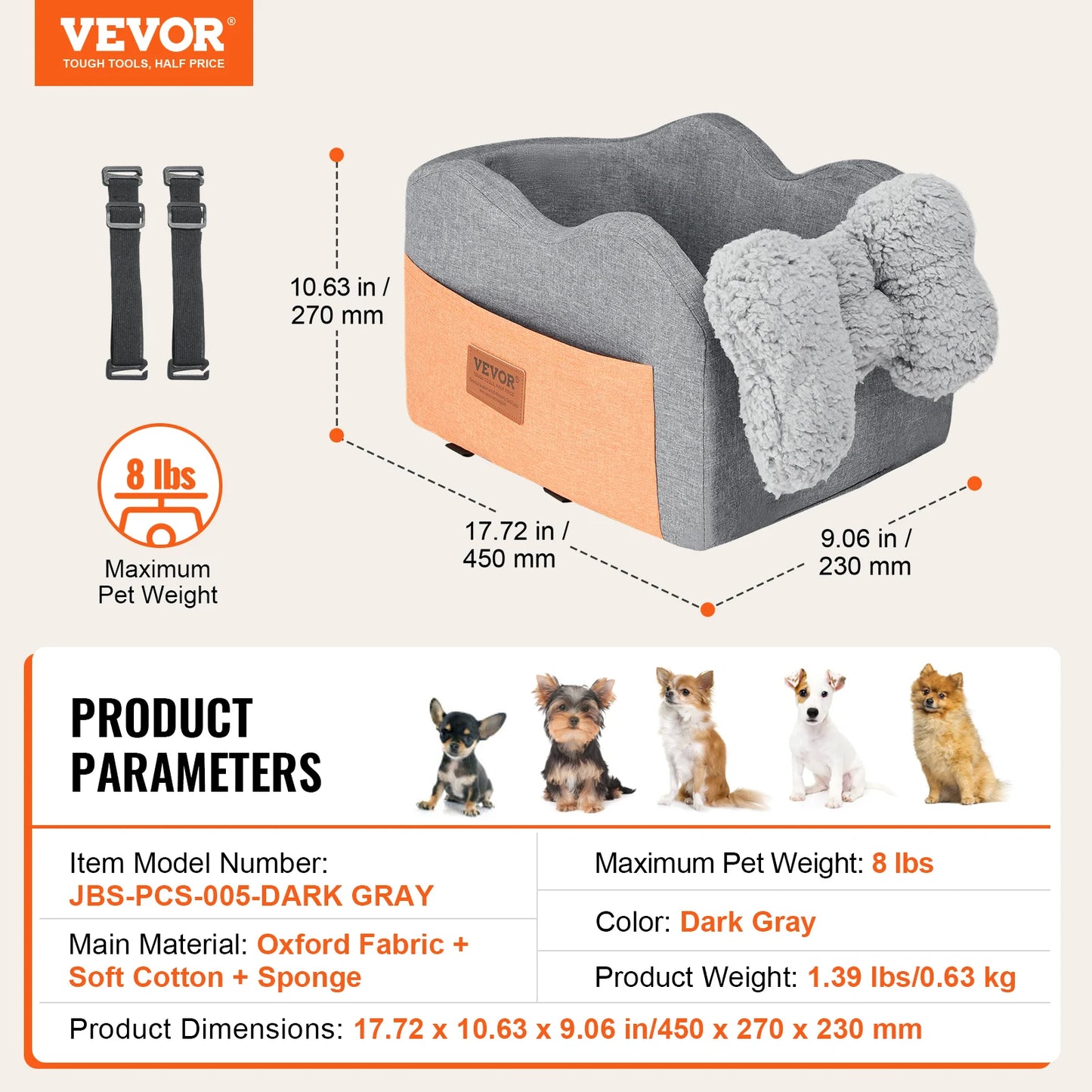 Dog Car Seat Waterproof Dog Booster Seat Pet Car Seat with Clip-On Safety Leash