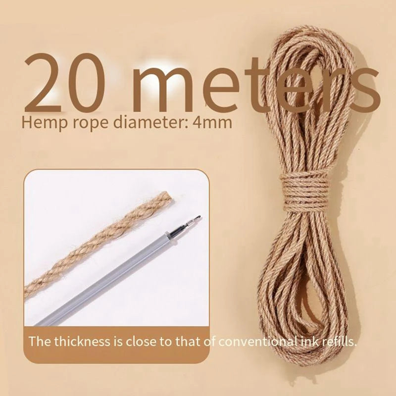 2/5M Durable Natural Hemp Rope Natural Sisal Cat Claw Pole Replacement Rope