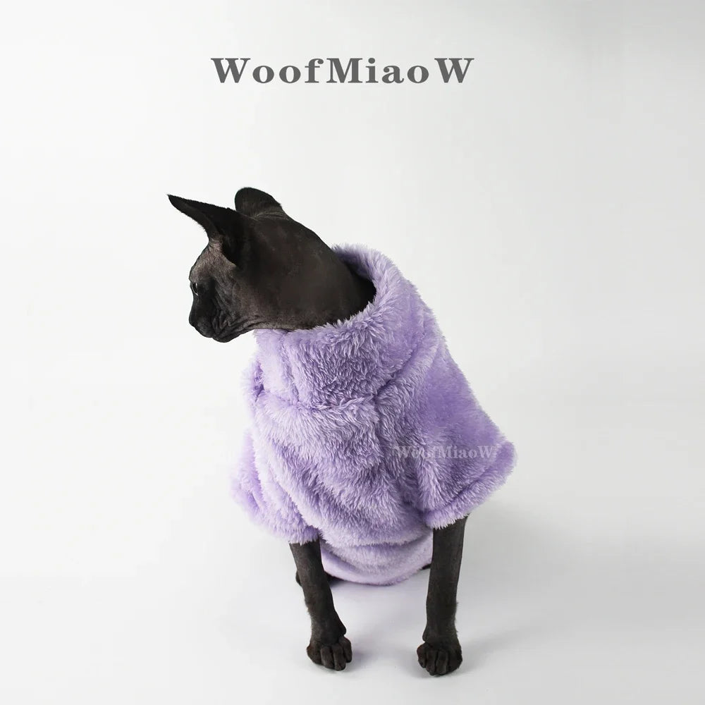 Pet Cat Sweater Home Fur Autumn and Winter Warm Solid Color Soft Arctic