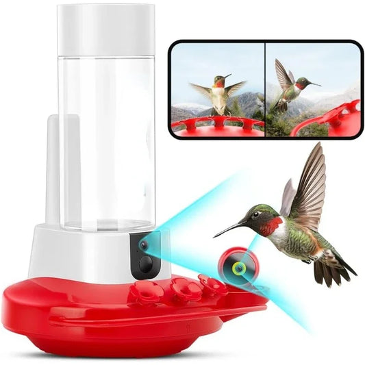New upgrade. Birdfy AI Hummingbird Feeder with 2 Cameras - Dual Smart Cams, 2K HD Wireless for 2 Angels Close-up Bird Watching O