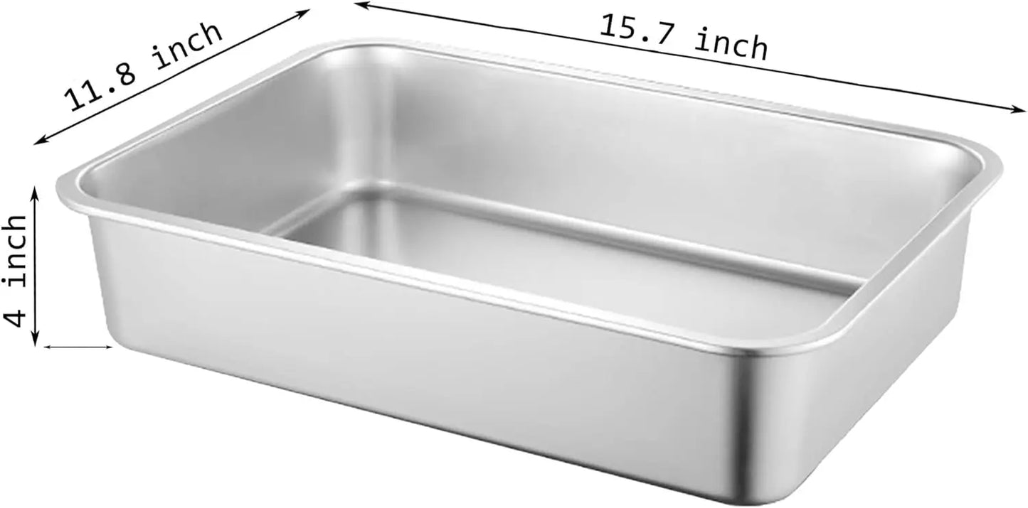 Low Entry Cat Litter Box, Stainless Steel for Small Cats, Guinea Pigs, Puppies, Hamsters