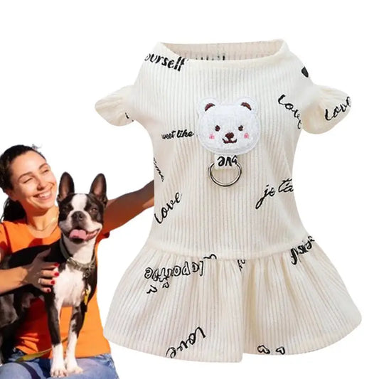 Cute Polyester Dog Costume With Bear Pattern Dog Daily Wear Comfortable Fashionable Soft