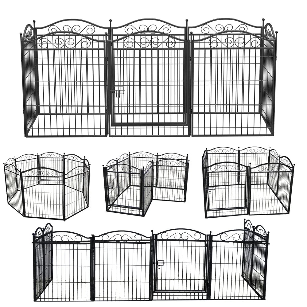 Heavy Duty Dog Playpen 8 Panels Pet Animal Dog Kennel Pen Fence Enclosure Cage