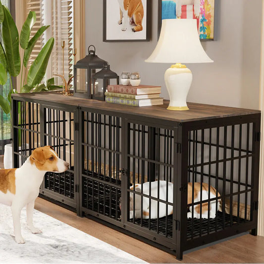 Furniture Style Dog Crate Metal and Wood