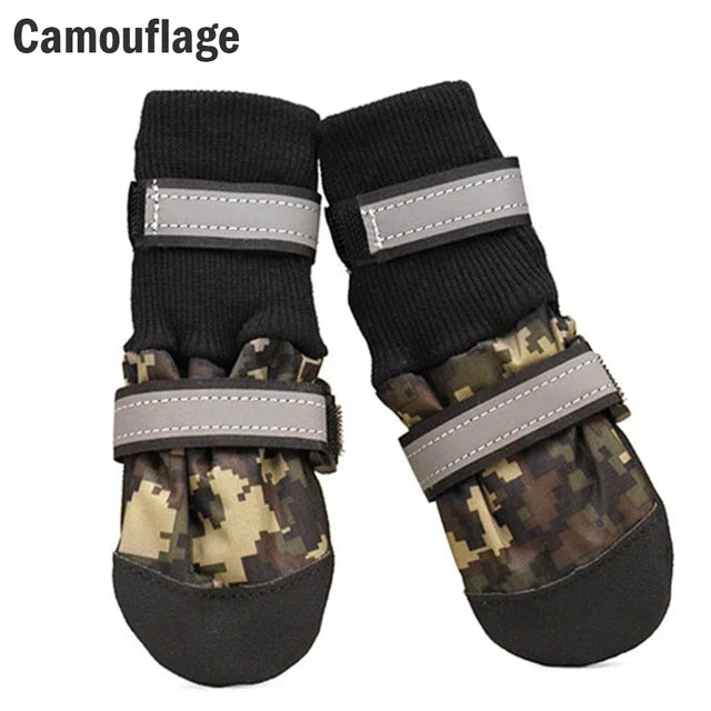 4pcs Winter Pet Dog Shoes Outdoor Waterproof Anti-Slip Pet Boots