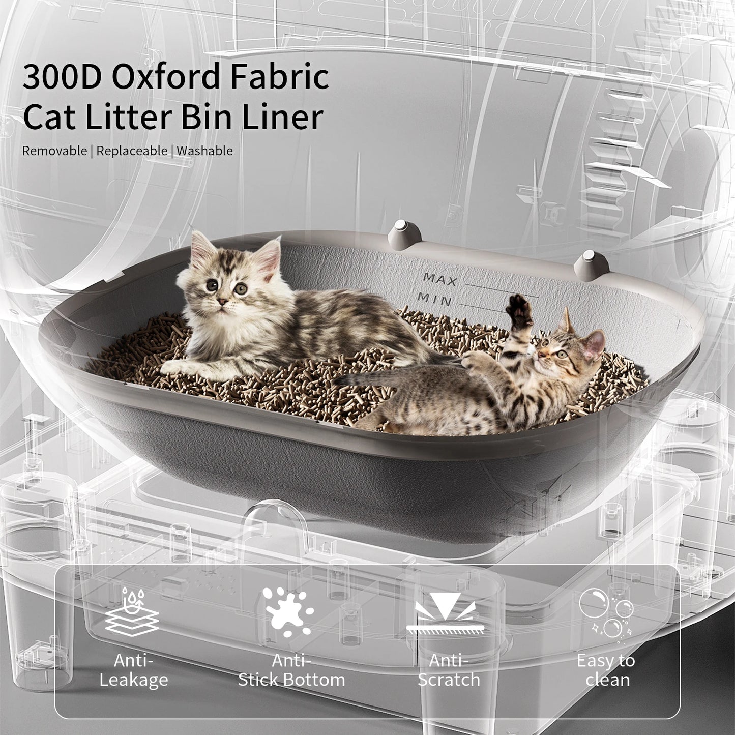 REDSASA Self Cleaning Automatic Cat Litter Box,110L Large Space Cat Smart Toilet with Stairs, Safety Protection, APP-Control