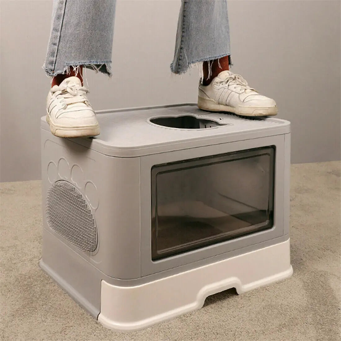 Foldable Cat Litter Box Front Entry & Top Exit Toilet Boxes