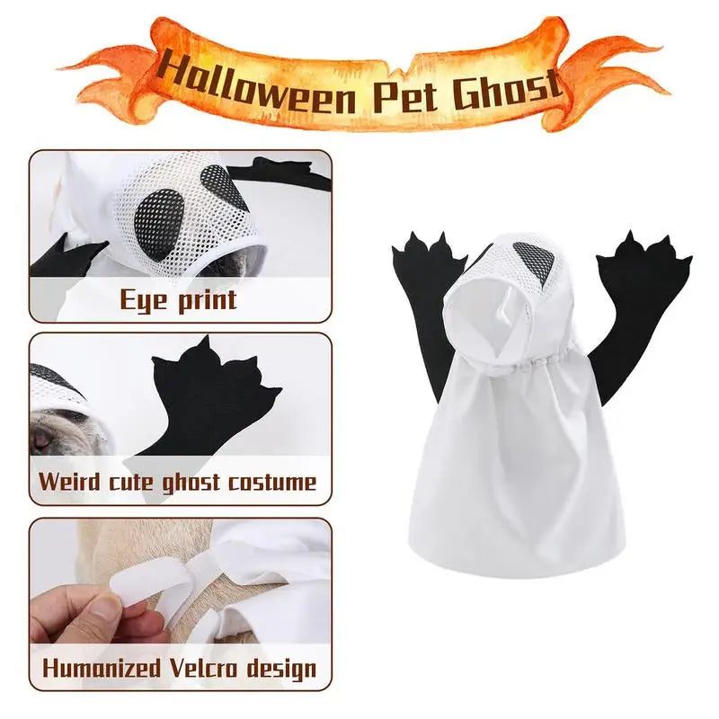 Ghost Dog Halloween Costume Creative White Ghost Costume Fancy Dress For Dogs Cats