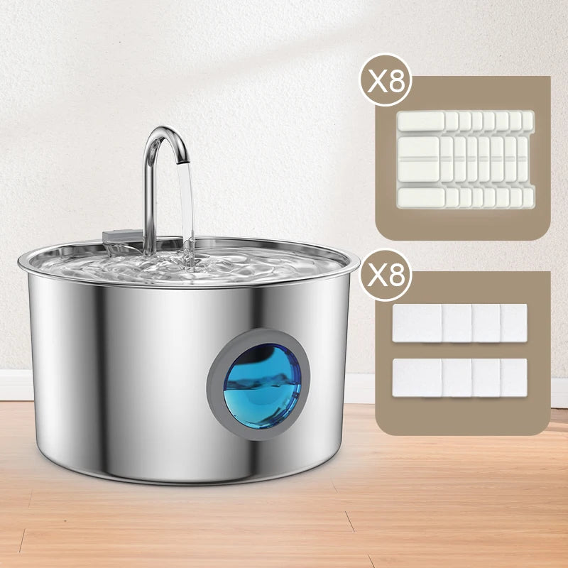 Stainless Steel Cat Water Fountain , 108oz Pet Fountain Dispenser Automatic