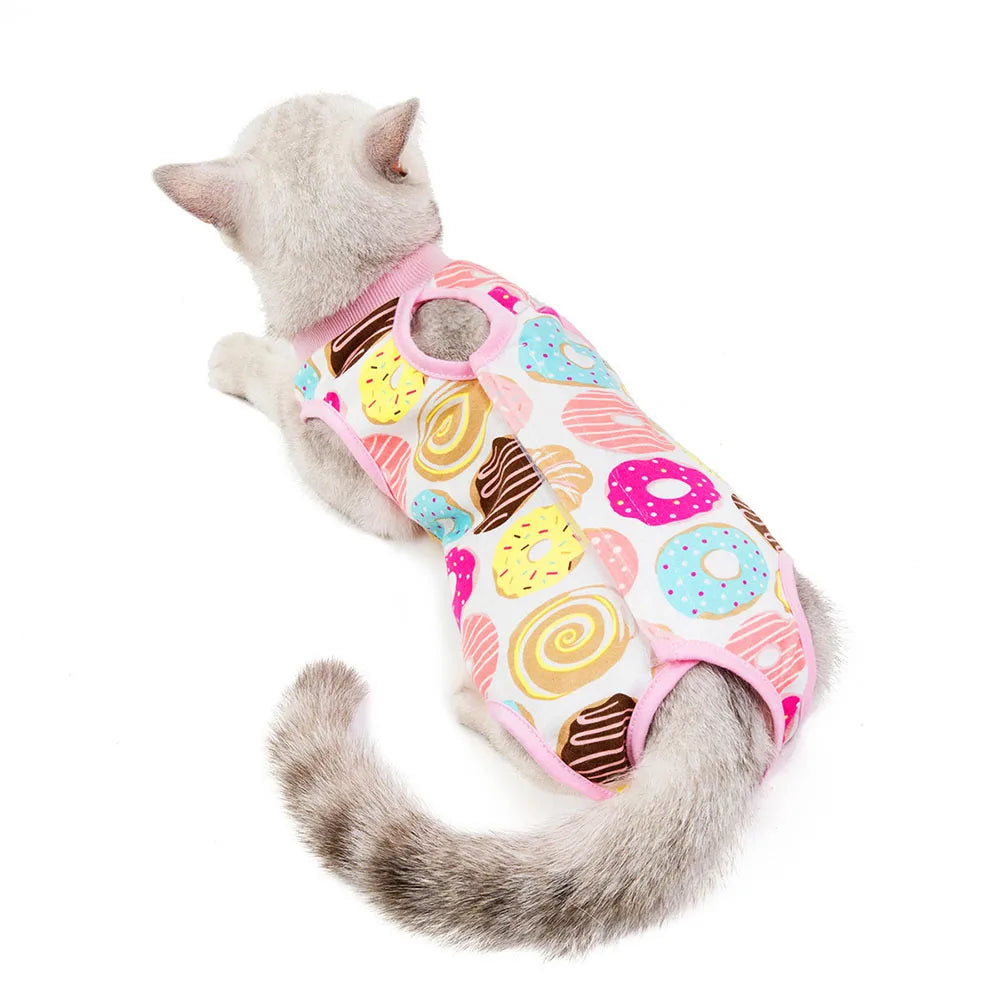 Recovery Suit E-Collar Alternative for Cats Dogs Puppy Abdominal Skin Anti Licking Pajamas
