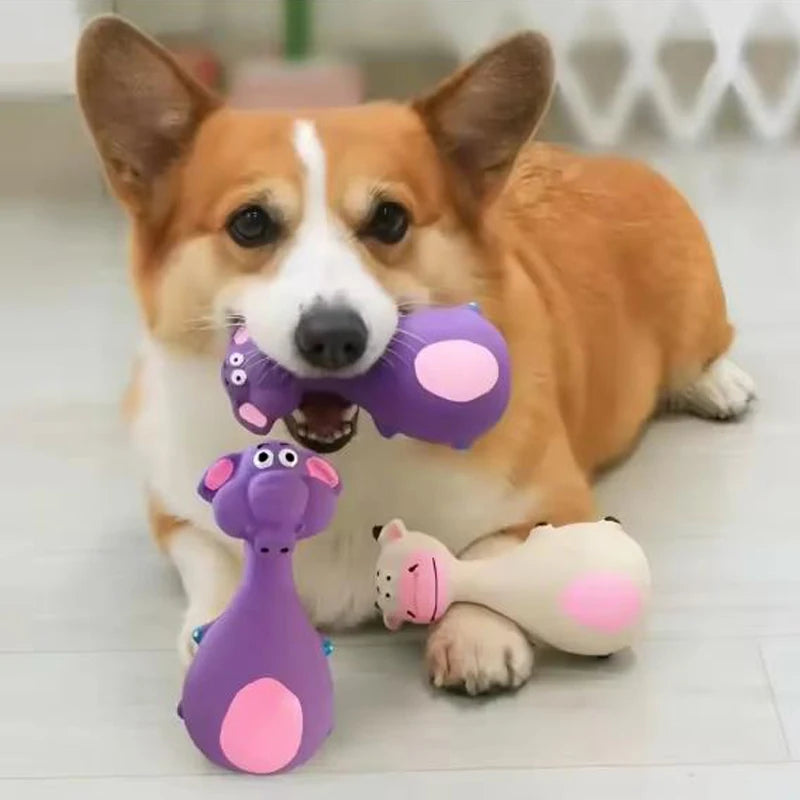 1 Piece Fat Bellied Cartoon Fun Bite Resistant Latex Sound Dog Toy