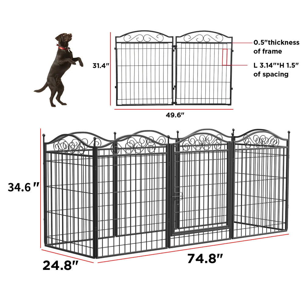 Heavy Duty Dog Playpen 8 Panels Pet Animal Dog Kennel Pen Fence Enclosure Cage