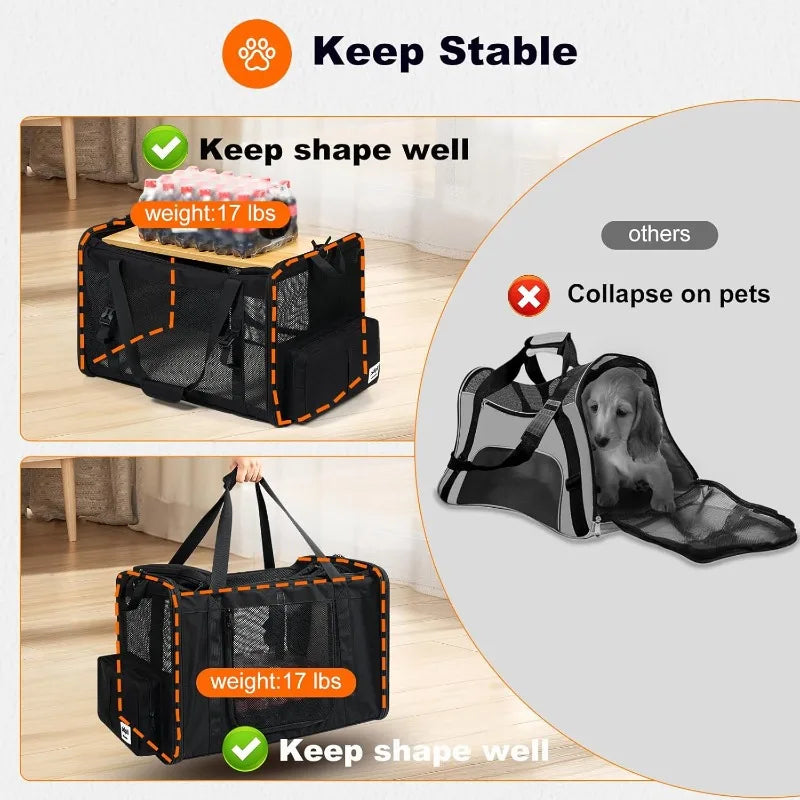 Extra-Large Expandable Cat Carrier For Car Travel,with A Leakproof Portable Tall-Side Litter Box