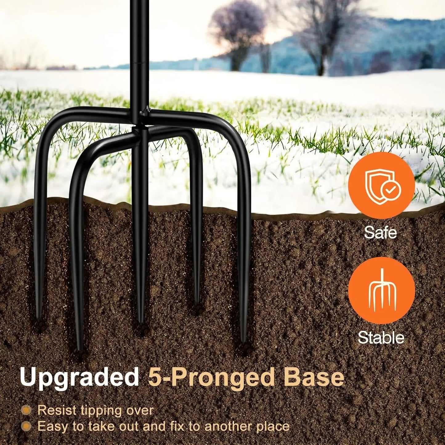 100W Heated Bird Bath with Thermostat Control, 5-Prong Metal Base for Winter Outdoor Garden Patio Yard (Grey)