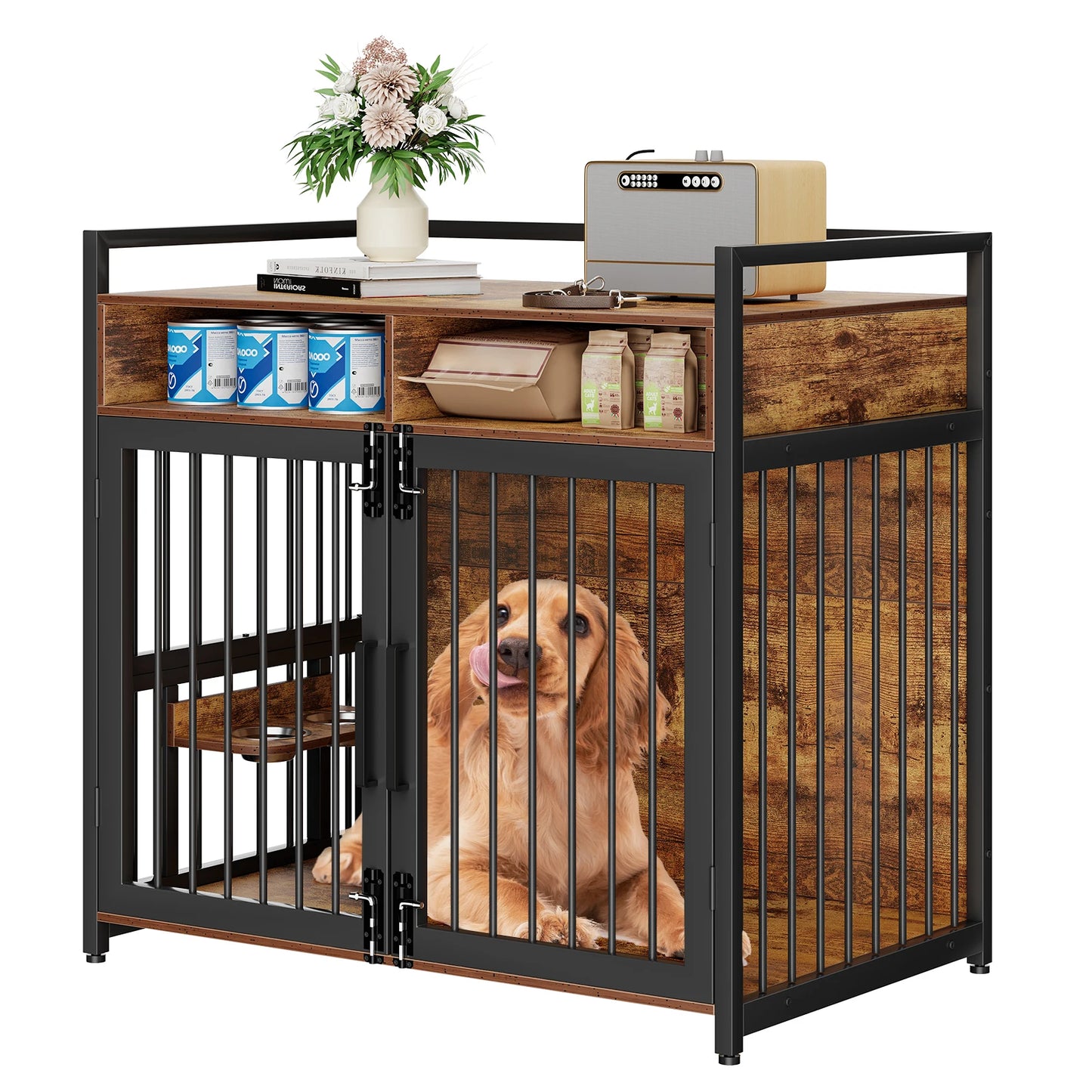 41/48 Inch Wooden Dog Crate Furniture with Storage Drawers,