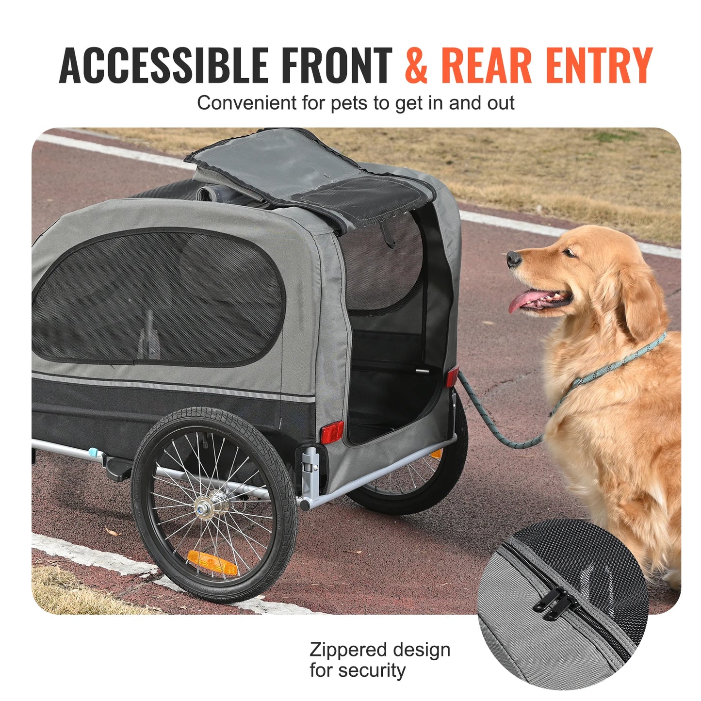 SucceBuy 88 lbs Dog Bike Trailer Pet Cart Bicycle Carrier with Wheels Coupler Reflectors Flag Collapsible