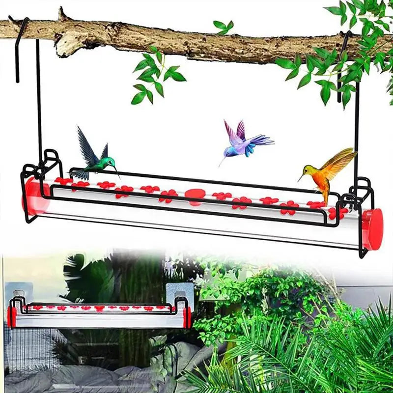 Window Hummingbird Feeder Wild Bird Feeders With Flower Feeding Ports Leak-Proof