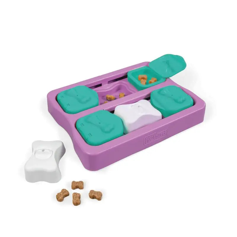 Interactive Dog Puzzle Toy with 10 Hidden Treat Compartments Flip Slide Lids