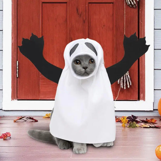 Ghost Dog Halloween Costume Creative White Ghost Costume Fancy Dress For Dogs Cats