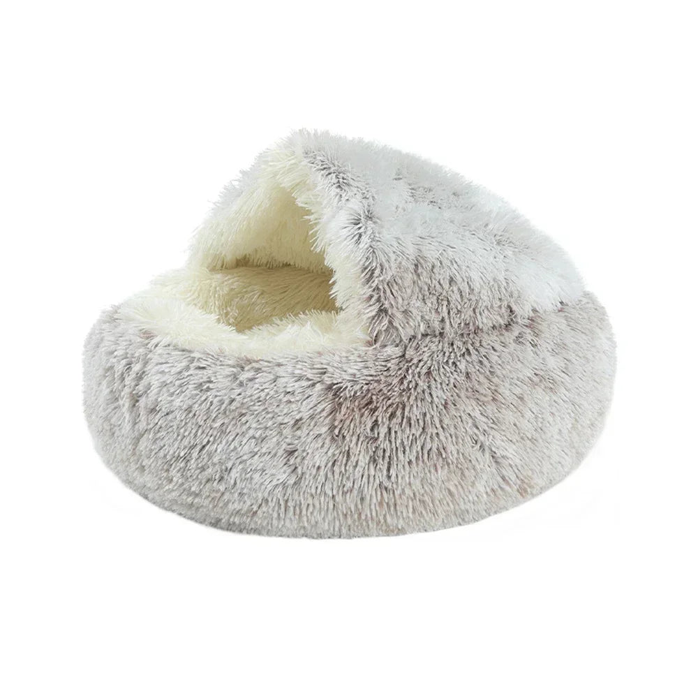 Round Bed Pet Mattress Warm Comfortable Basket Cat Dog 2 In 1