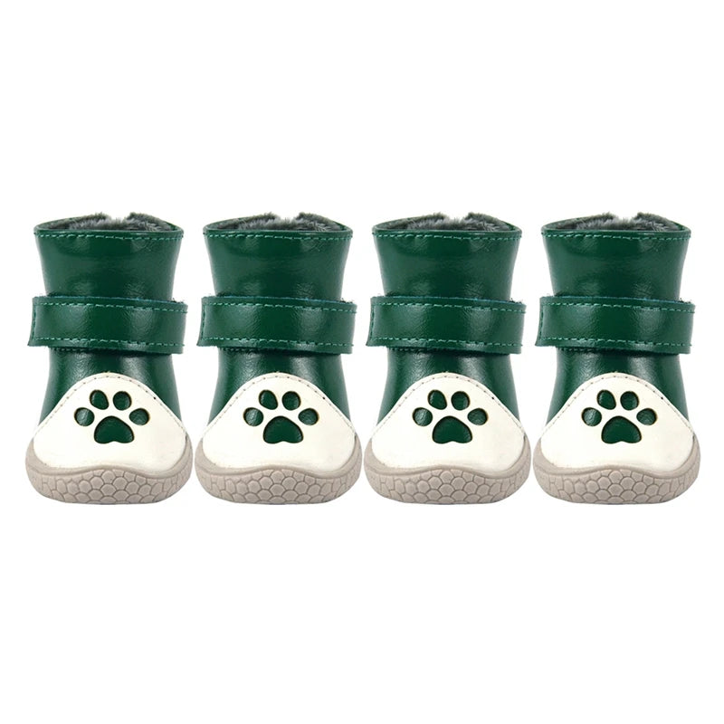 4Pcs/Set Warm Dog Shoes Winter Dog Snow Boots Durable Non-Slip Outdoor Sports Shoes