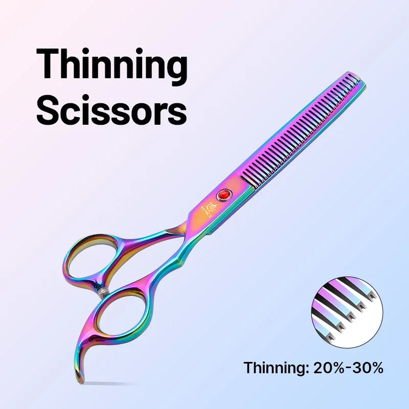Rainbow&black dog grooming scissors Shears set for household pet owner