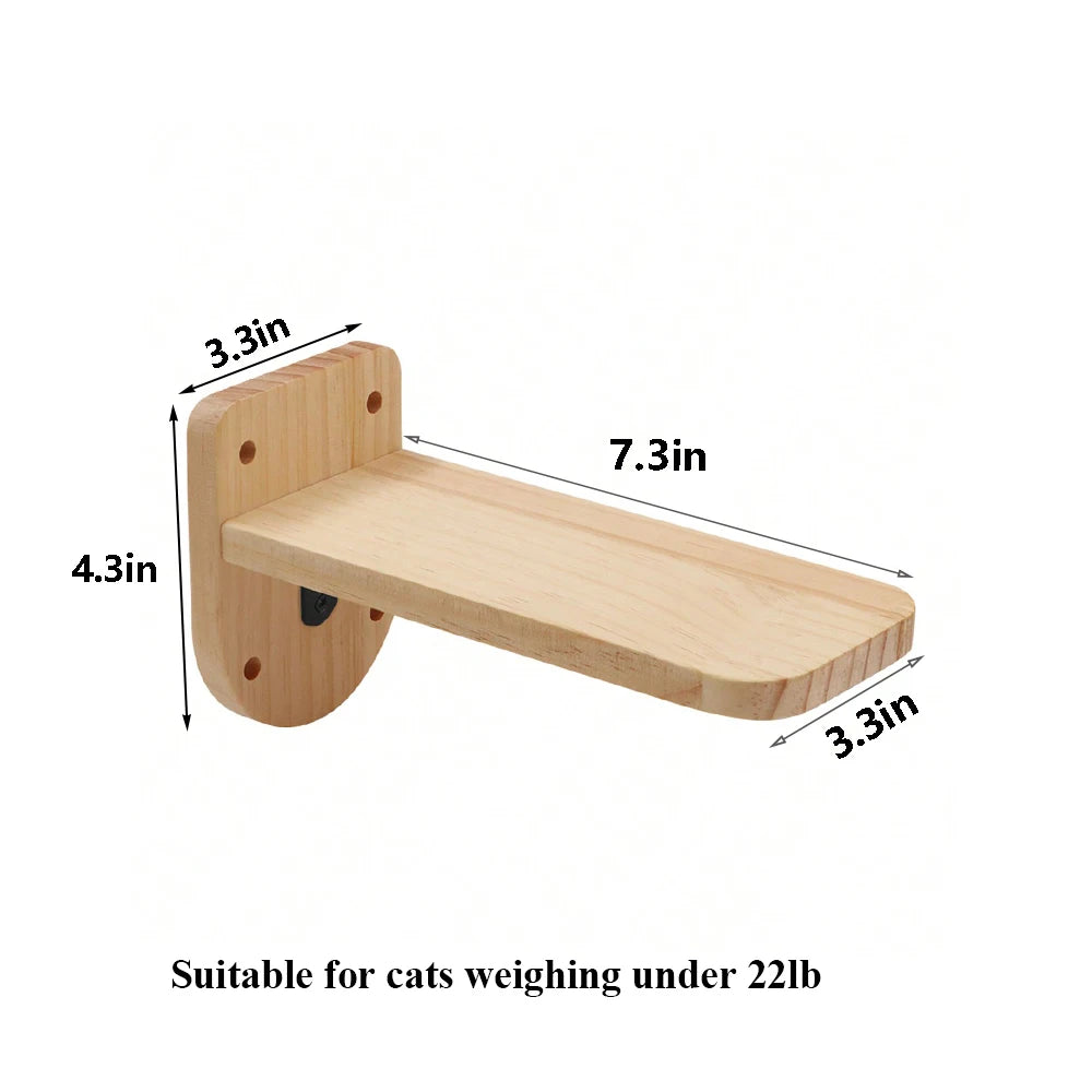 Wall Mounted Four Step Stairway With Sisal Scratching Post For Cats