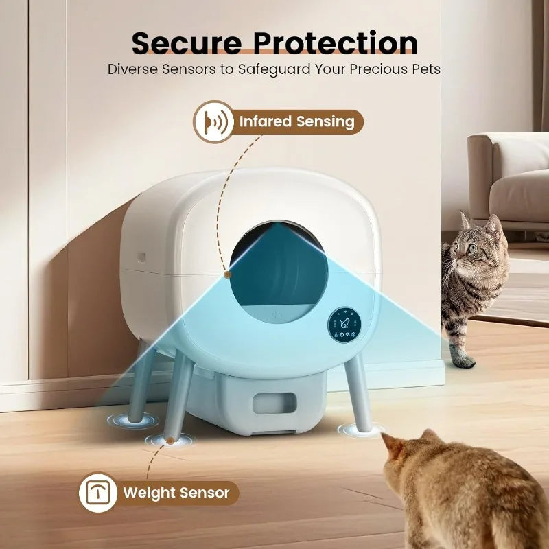 Extra Large Automatic Litter Box Self Cleaning for Multiple Cats, Odor-Free, App-Controlled,