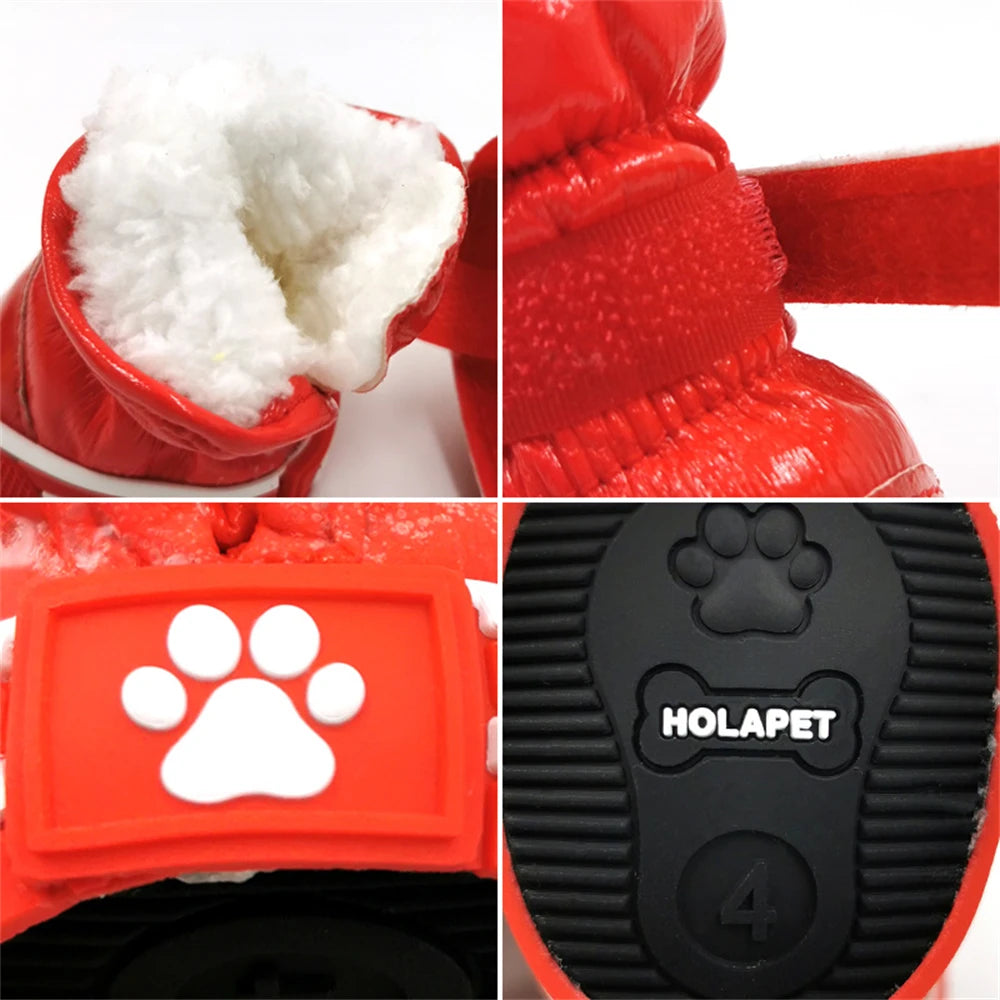 4Pcs/Set Pet Dog Shoes Winter Dog Snow Boots Warm Fleece Cat Waterproof Rain Shoes
