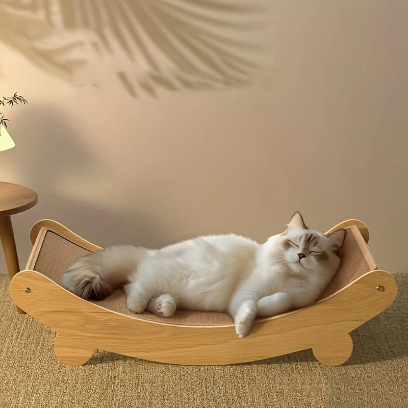 2-in-1 Cat Hammock Scratching Post Space-Saving Pet Bed Durable Indoor Outdoor Cat Furniture