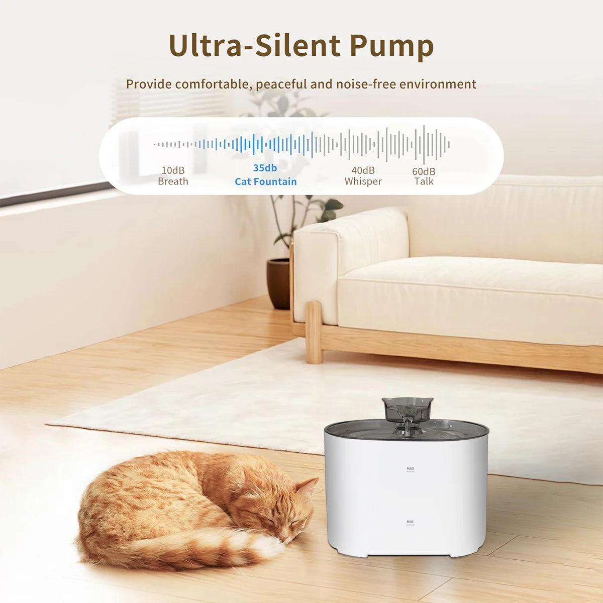 Ultra-Quiet Pump Dispenser Water Bowl, Multiple Pets Water Fountain