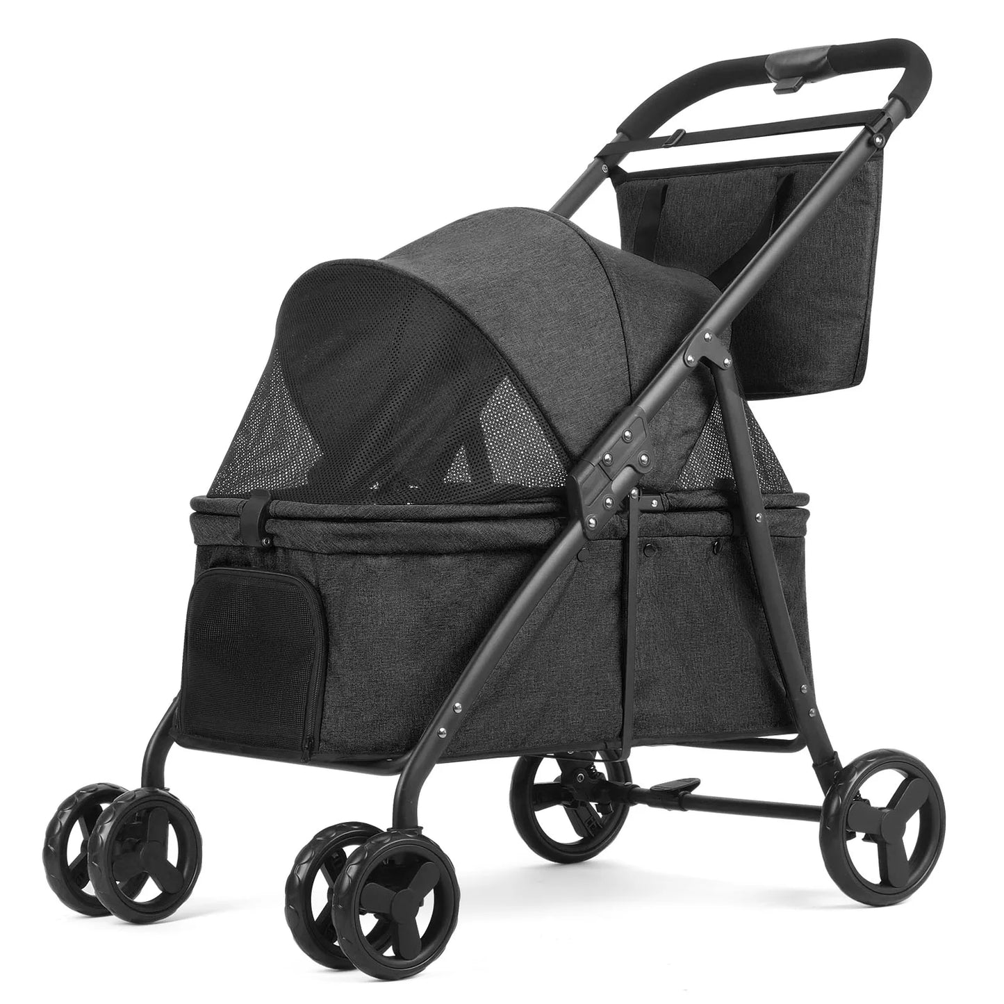 Foldable Dog Stroller Portable Dog Buggy 4 Wheel Pet Stroller Pushchair Travel Carriage Stroller Cart