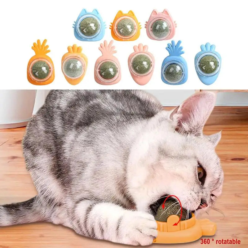 Catnip Wall Ball Catnip Wall Spin Ball Edible Cat Catnip Toys Promotes Digestion Catnip Rollerbal