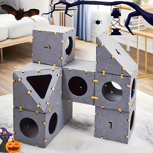 Indoor Cat House Cat Passage Detachable Cat Retreat with Cat Eyes, Used for Multi Cat Interaction Stackable Combination
