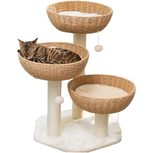 3 Handwoven Large Nt Baskets Bed, Window Perch for Large Cats  to 20LBS