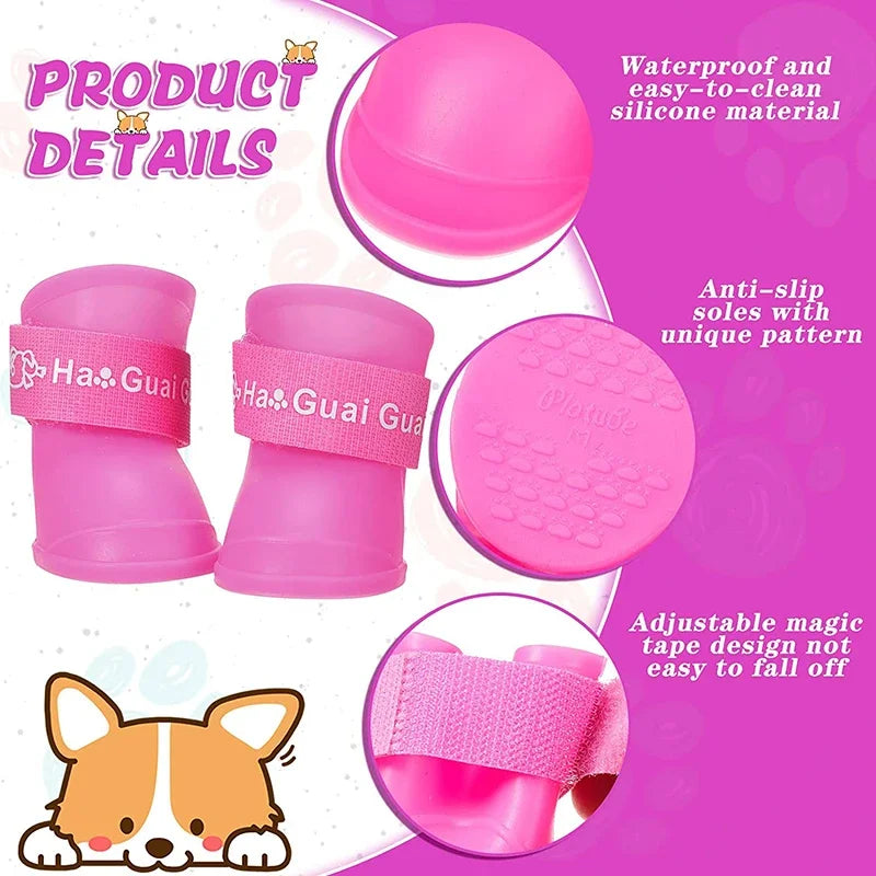 Pet Dog Rainshoes Waterproof Silicone Dog Shoes Anti-skid Boots