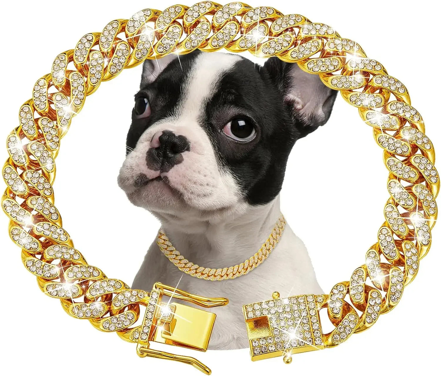 Luxury Gold Pet Metal Chain Collar For Small Medium Large Dogs Cats