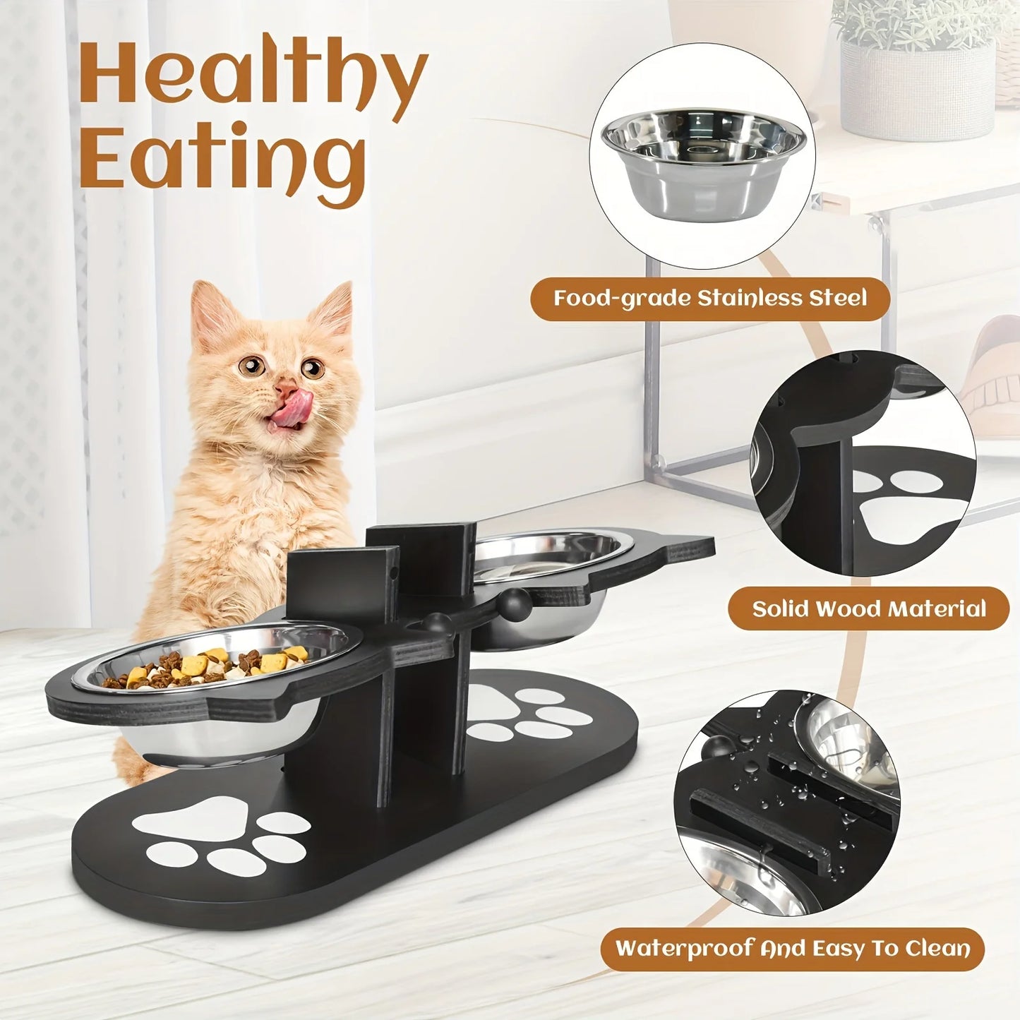 Elevated Food Bowls Cats and Puppy