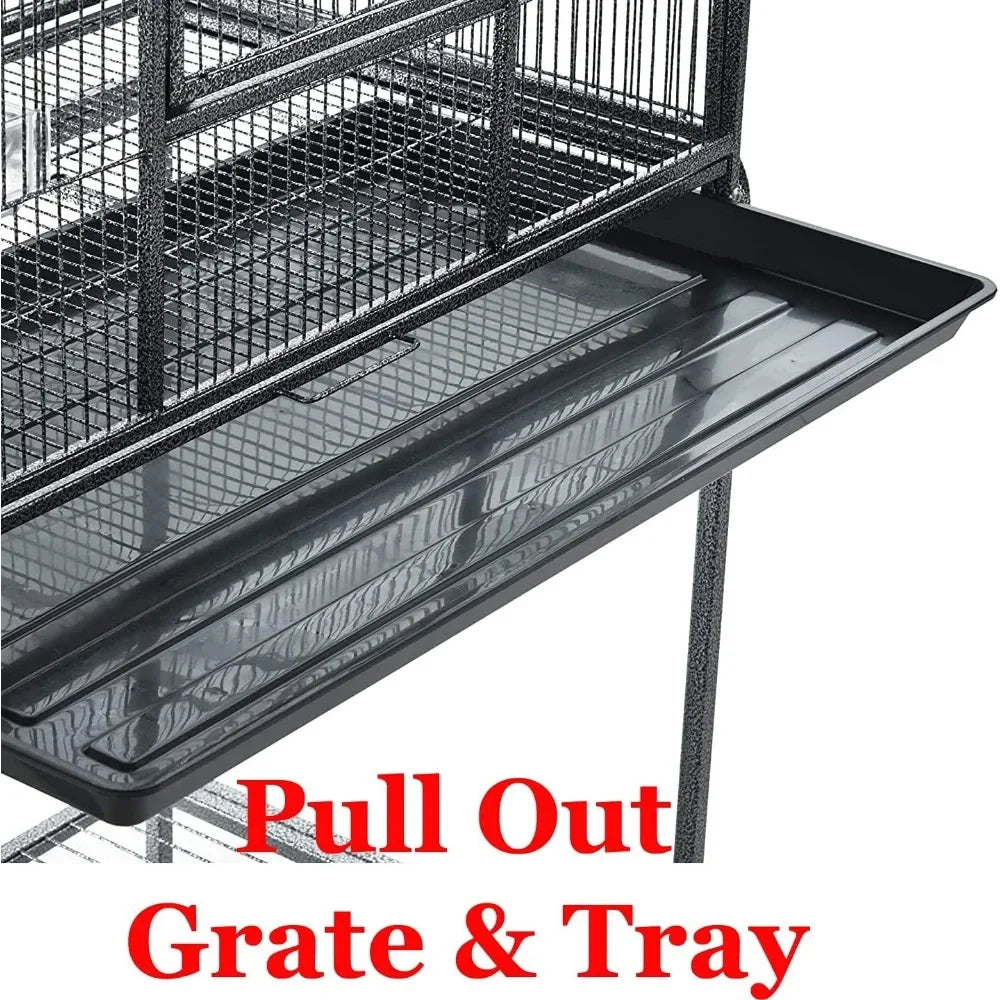Large Wrought Iron Metal Bird Flight Breeder Cage  with Removable Rolling Stand