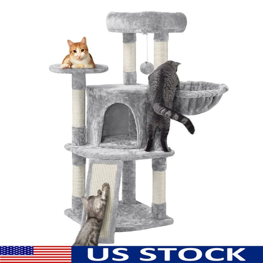 Multilevel Cat Tree Tower with Condo Perches Scratching Posts Plush Baskets