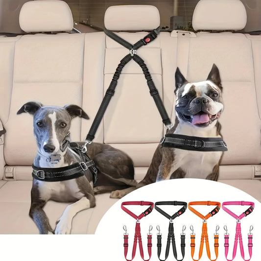 Car Seatbelt - Nylon Safety Harness For 2 Pets