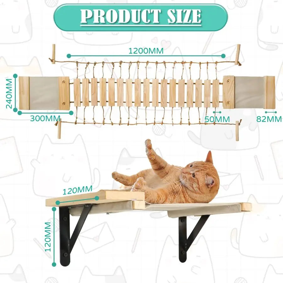 Cat Wall Shelves 70 Cat Bridge Hammock Tree with Mounted Perch