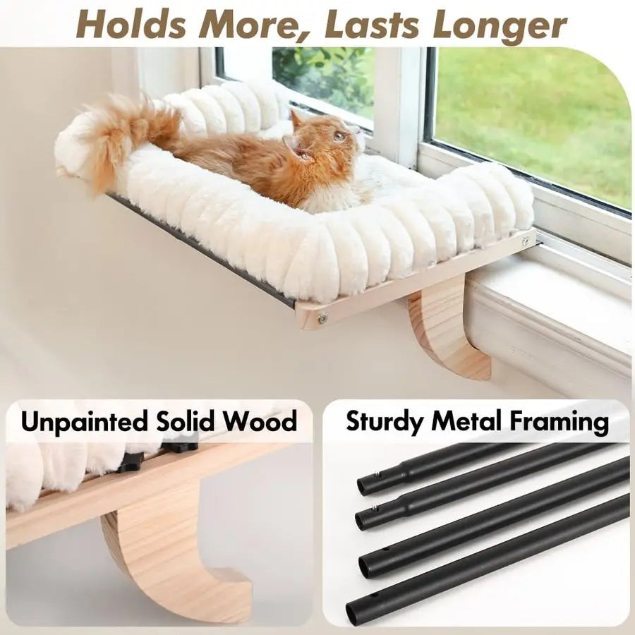 Cat Window Sill Perch with Zipper Designed Cushioned Bed,